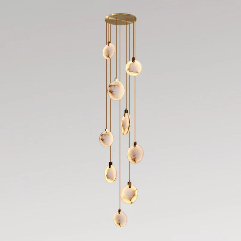 Modern Alabaster Long Staircase Chandelier - Elegant Crystal Ceiling Light Fixture for Grand Foyers, Stairwells & Luxury Home Decor