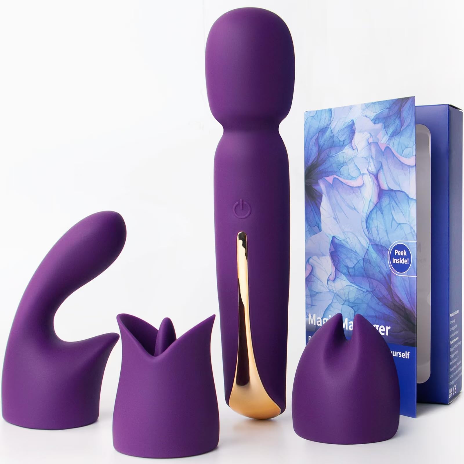 NightWind 4-Piece Silicone Wand Vibrator Kit - 10 Powerful Vibration Modes for G-Spot, Clitoral & Anal Stimulation - Ultra Quiet & Soft Adult Sex Toy for Women - Perfect Gift Box for Couples & Solo Play (Ideal for Bedroom Fun, Relaxation & Intimate Moments)