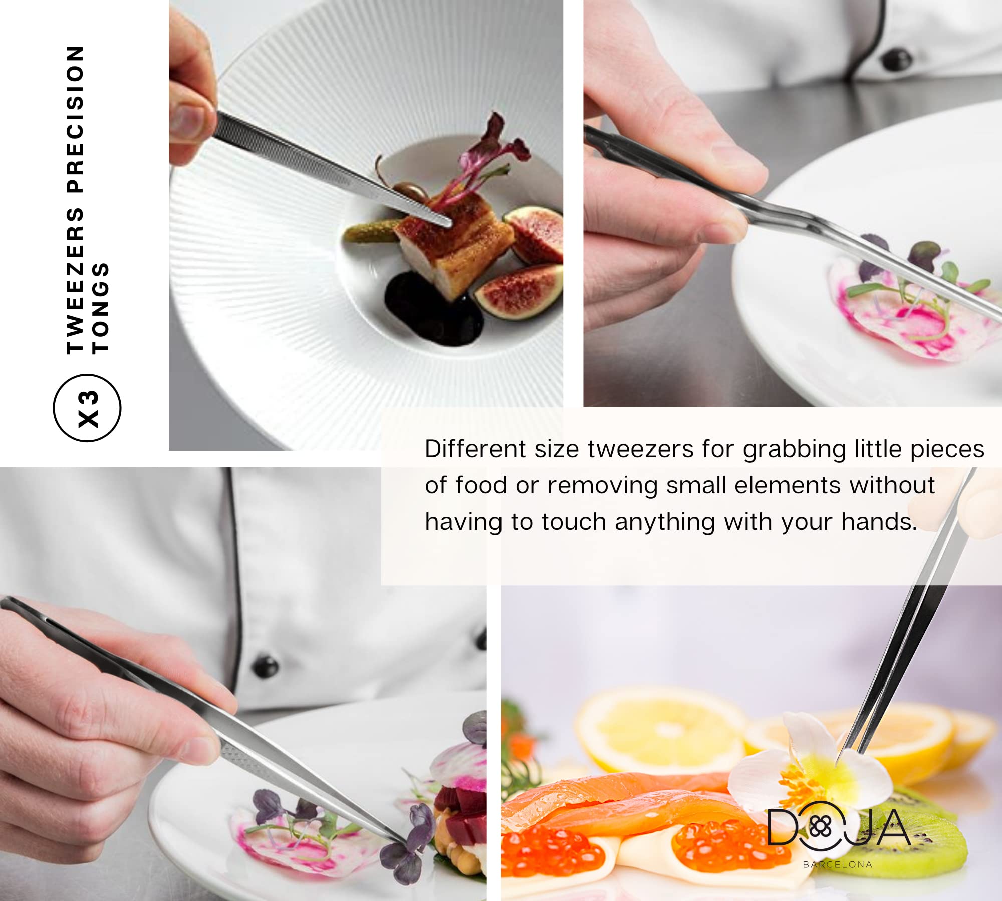 Professional Chef Plating Tools Set - 7-Piece Culinary Utensils Kit with Tweezers, Spoon, Fish Tongs, Spatula & Slotted Spoon | Modernist Cuisine Food Art Tools | Perfect for Fine Dining Presentation, Gourmet Cooking & Restaurant Food Styling