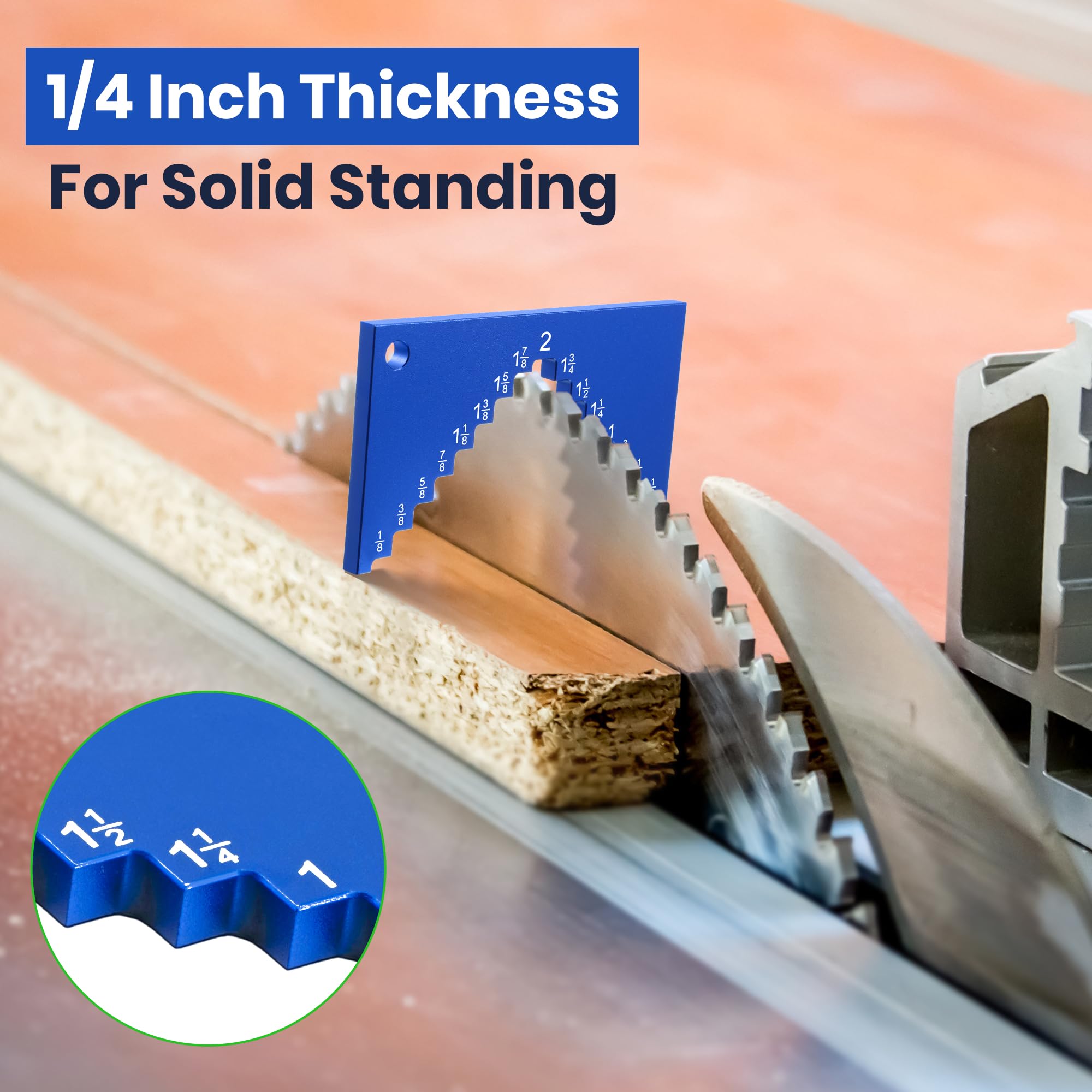 Dreyoo Aluminum Table Saw Height Gauge - Precision Router & Table Saw Setup Tool for Accurate Blade Height Adjustment (1/8