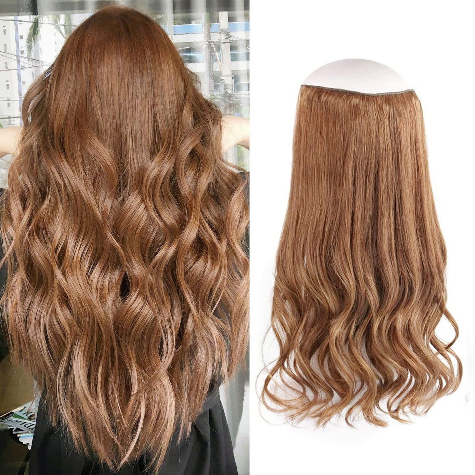 Real Human Hair Extensions 18 Inch Auburn - Sassina Invisible Wire Clip-Ins with Adjustable Size & Secure Clips | Natural Straight Hairpiece for Daily Wear, Parties & Special Occasions (110g)