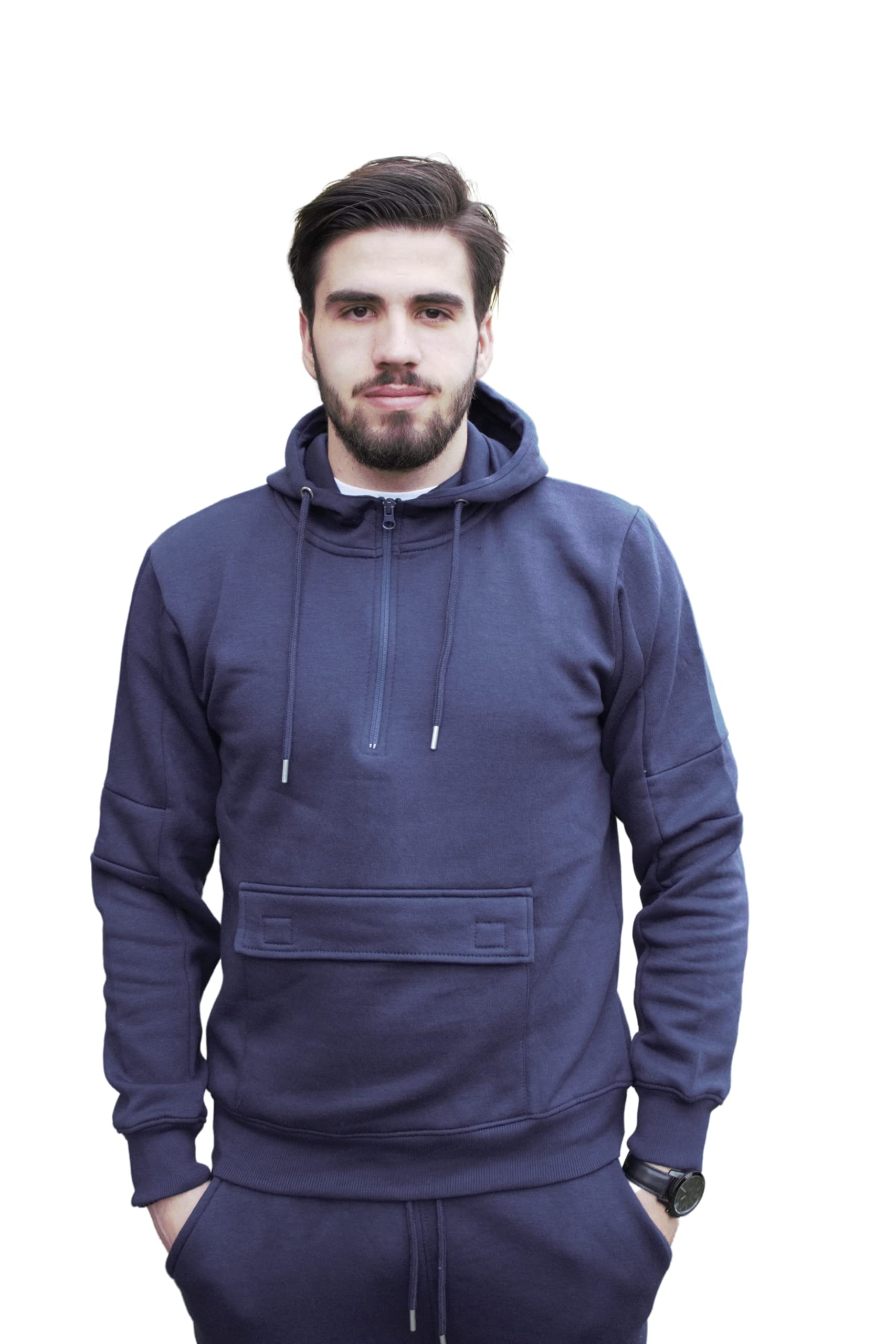 UrbanFit Men's Slim Fit Cargo Tracksuit Set - Half Zip Hoodie with Front Pouch & Cargo Joggers (S-XXL) | Gym Workout, Streetwear Fashion, Casual Outfit for Men