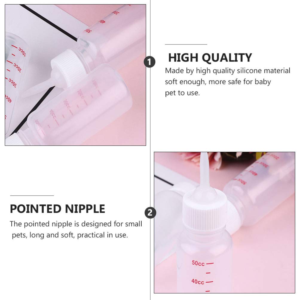 5pcs Pet Nursing Bottle Set - Kitten & Puppy Feeding Bottles with Nipples for Milk and Water - Essential Newborn Cat & Dog Care Supplies - Perfect for Feeding Orphaned Kittens and Puppies at Home