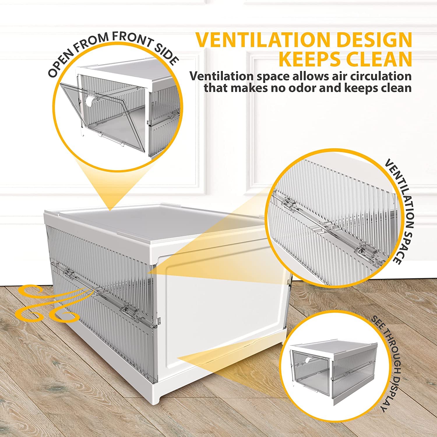 Utopia Home 6-Tier Stackable Shoe Organizer - White Plastic Foldable Shoe Storage for Closet | Space Saving Sneaker & Boot Containers | Perfect for Small Spaces, Dorm Rooms & Apartment Organization