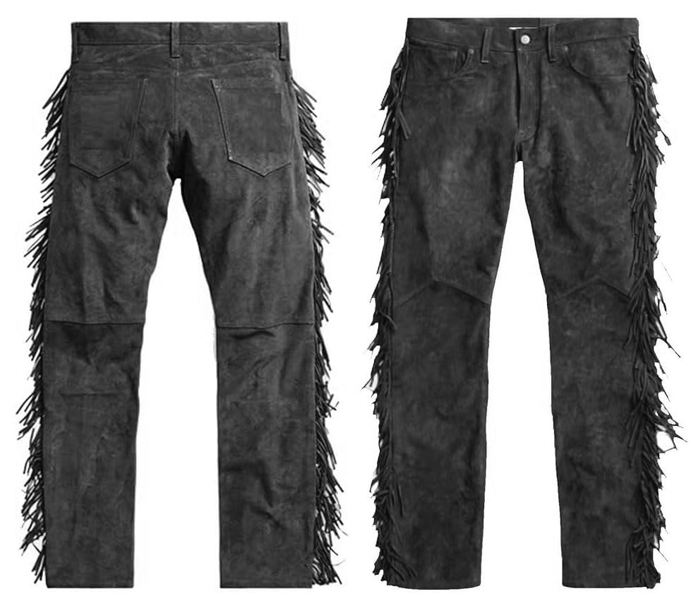 Authentic Suede Leather Pants for Men - American Native Grain Leather Trousers | Stylish Lederhosen for Casual Wear, Outdoor Adventures & Western Fashion