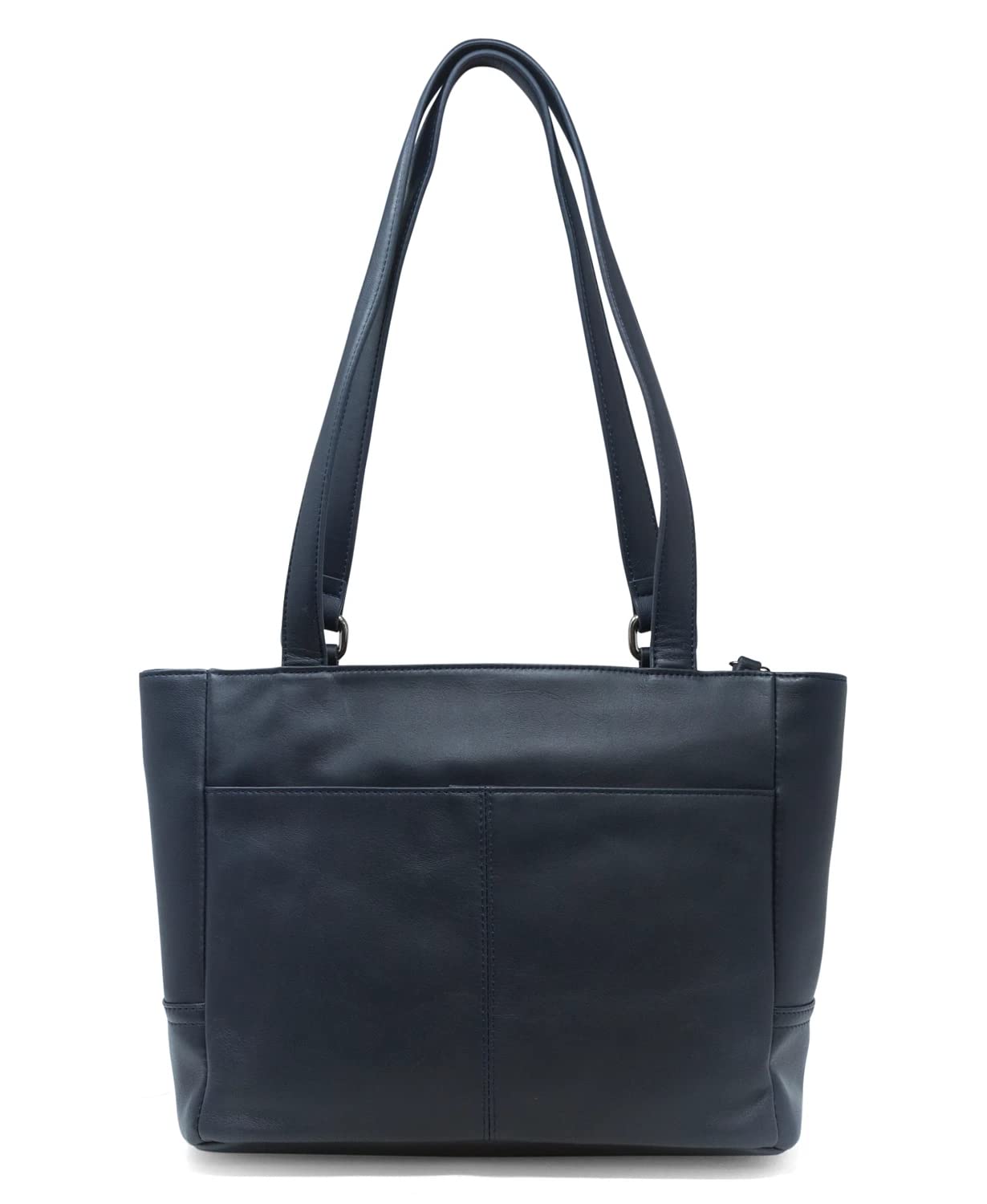 Giani Bernini Nappa Classic Leather Tote Bag for Women - Genuine Leather Handbag with Spacious Interior, Navy Blue - Perfect for Work, Travel & Everyday Use