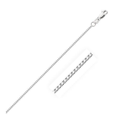 14K White Gold Octagonal Box Chain Necklace - 1.0mm Thin Dainty Chain, 16 Inch Length for Women, Perfect for Layering or Gift Giving