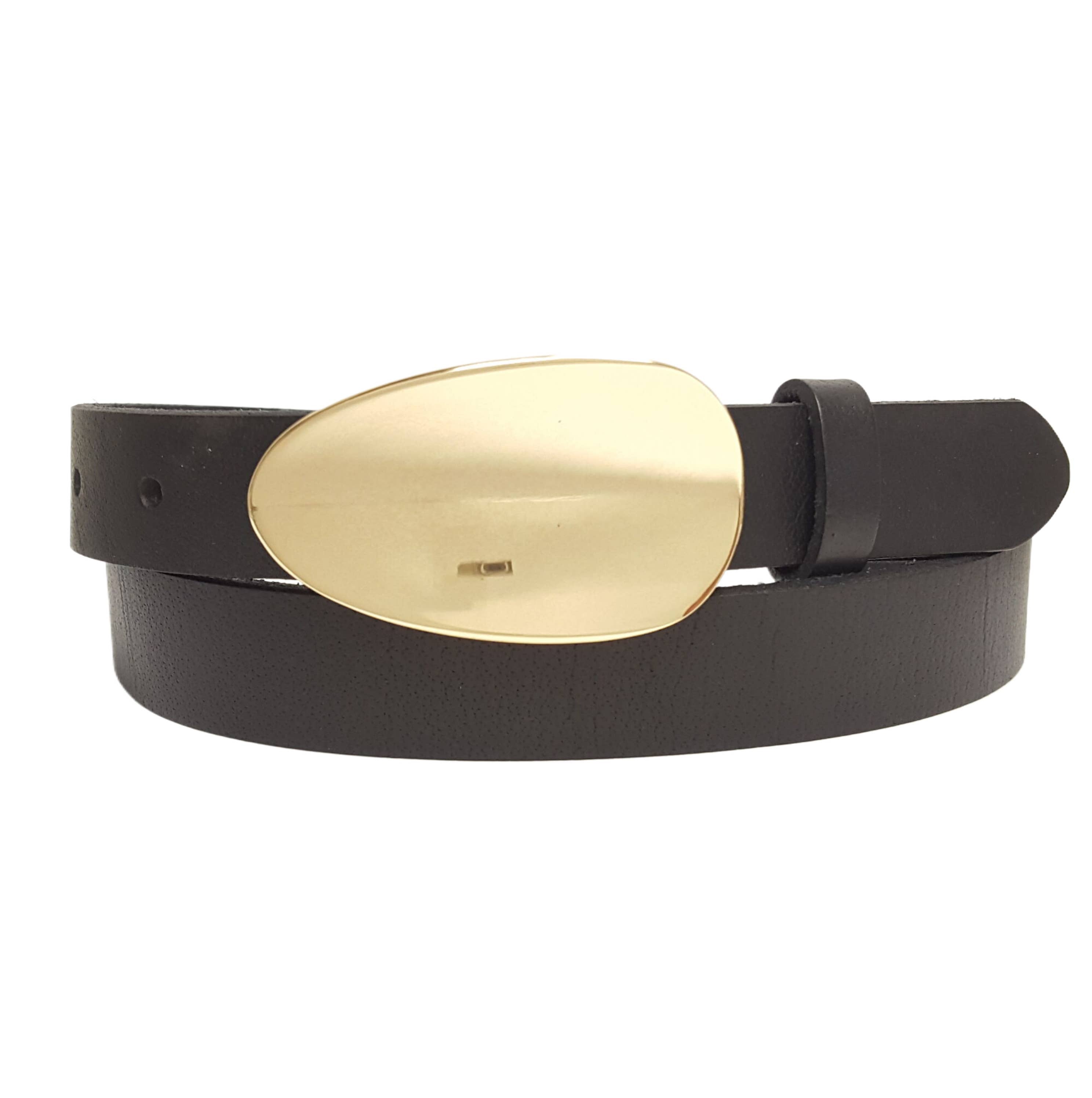 Genuine Leather Belt with Shiny Gold Buckle - Classic Dress & Casual Wear for Men & Women | Perfect for Office, Wedding & Everyday Outfits