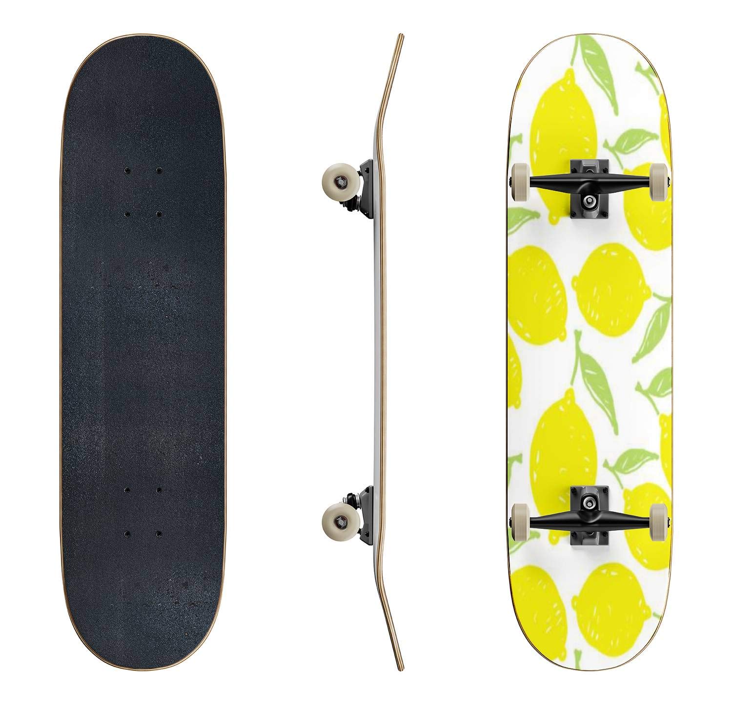 Hand-Drawn Doodle Fruit Skateboard - Colorful Classic Concave Longboard for Beginners & Pros | Extreme Sports Gear, Cool Teen Gifts | Perfect for Street Skating, Park Tricks & Commuting