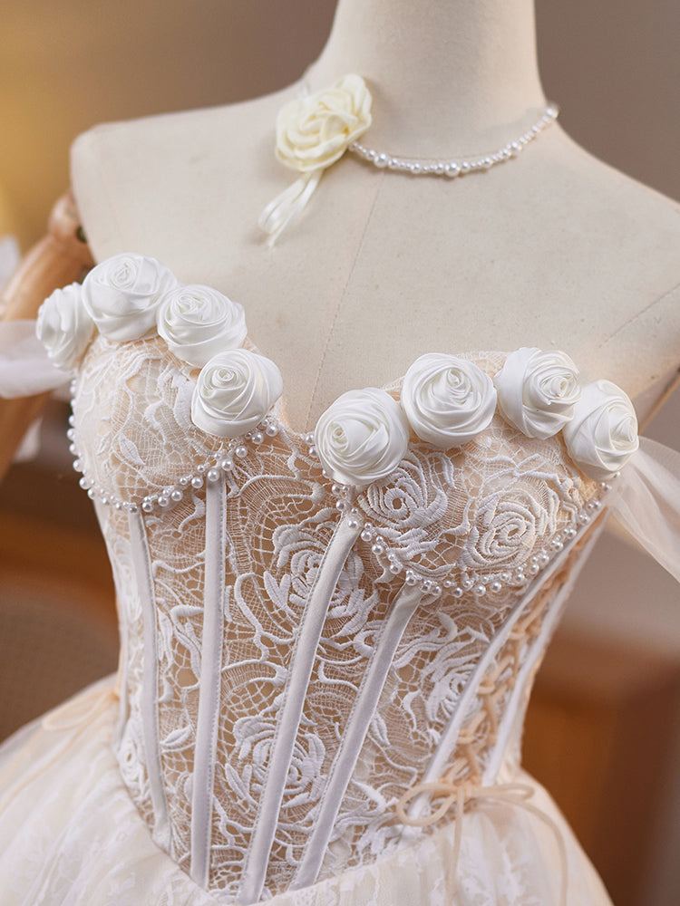 Elegant A-Line Off Shoulder Tulle Lace Beige Short Prom Dress for Homecoming, Sweet 16, Quinceañera & Formal Events - Perfect for Dances, Parties & Special Occasions