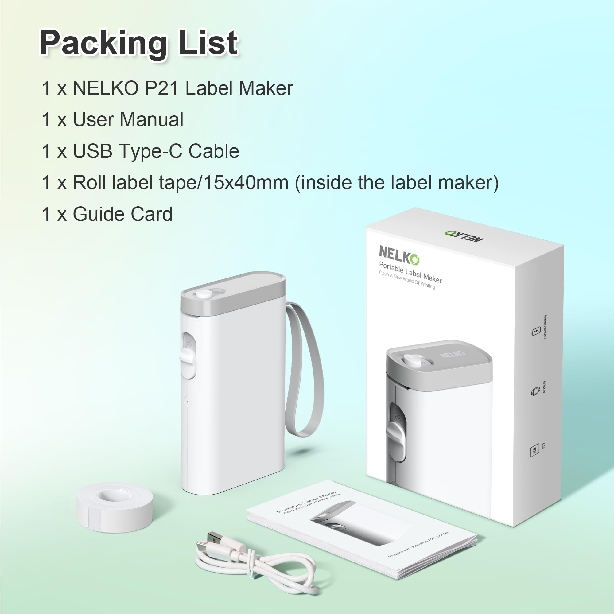 Nelko Label Maker Machine with Tape - Light Pink | Portable Handheld Label Printer for Home, Office & School Organization | Perfect for DIY, Storage & Crafting