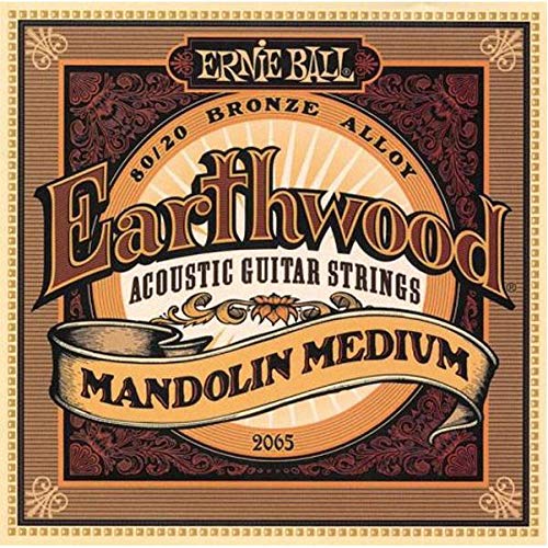 Ernie Ball 2065 Earthwood 80/20 Bronze Mandolin Strings - Medium Gauge for Acoustic Mandolin - Perfect for Bluegrass, Folk & Country Music Performances