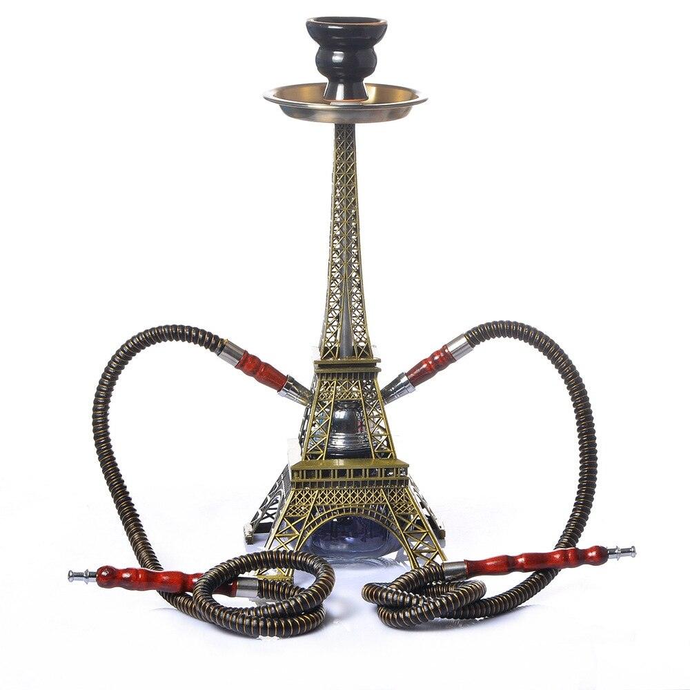 Premium Paris Tower Hookah Set with Ceramic Bowl, 2 Hoses & Glass Base - Perfect for Home Parties, Lounge Relaxation & Hookah Bars