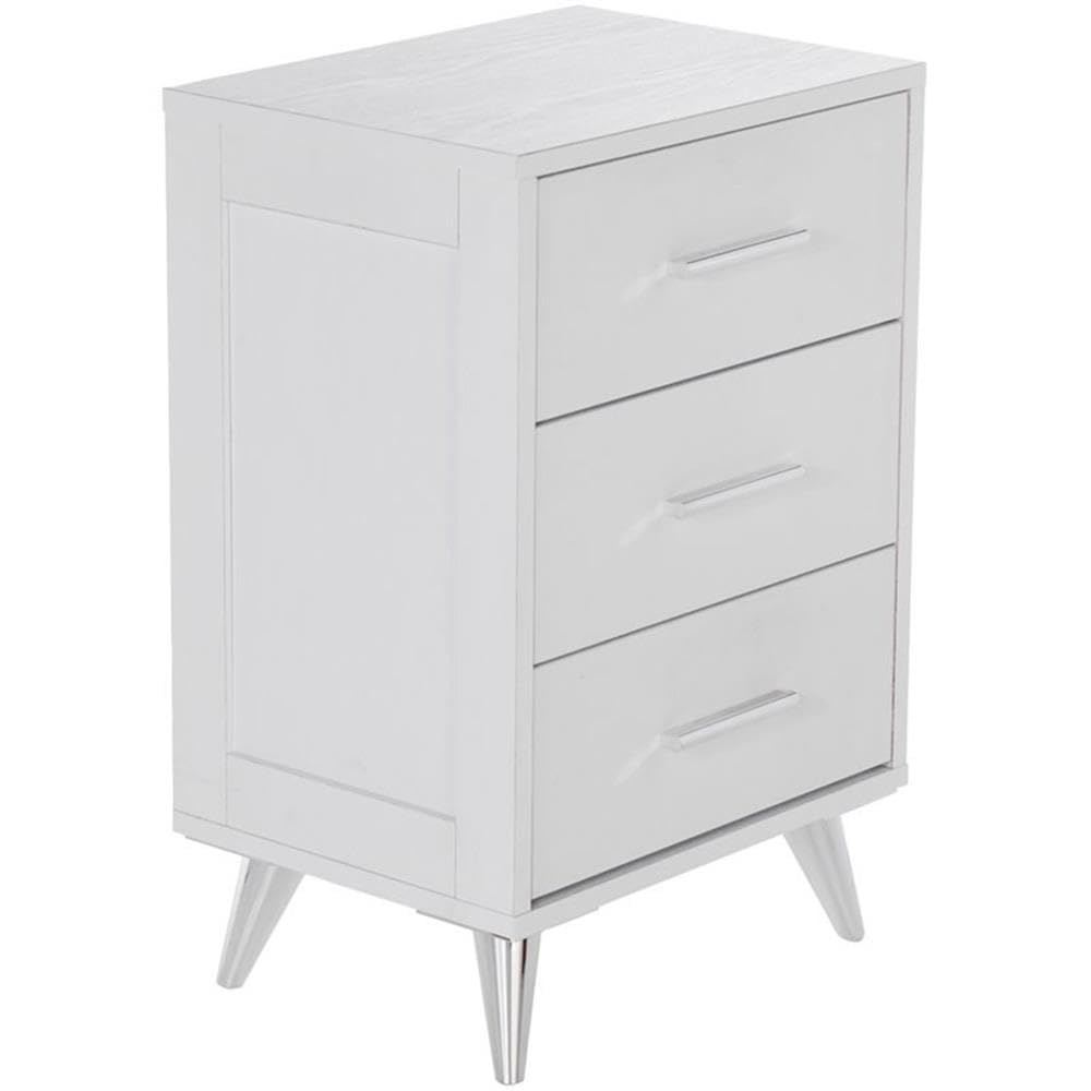 Southern Enterprises Owen 3-Drawer Nightstand in White - Modern Bedside Table for Bedroom, Guest Room & Nursery Storage
