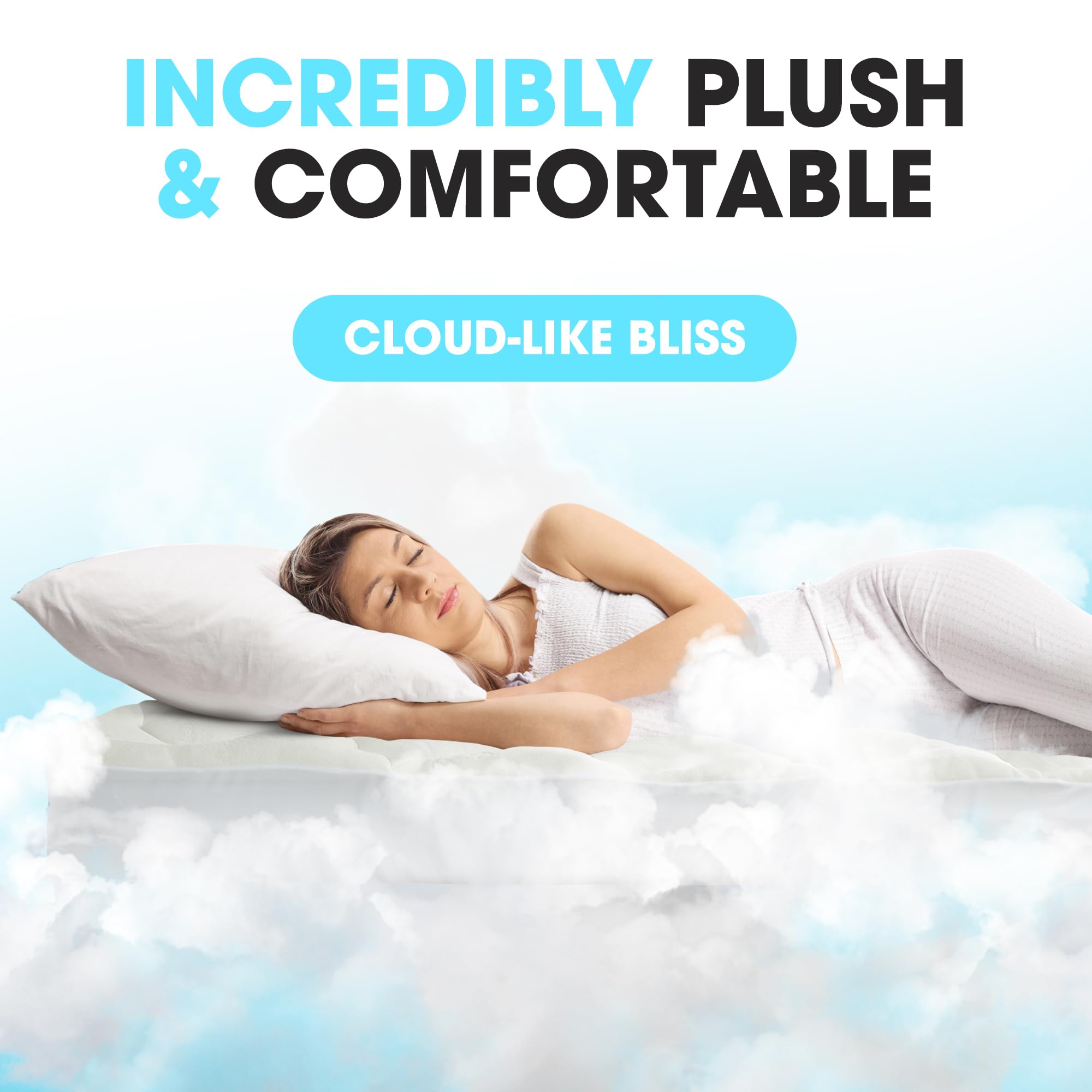 Cooling Twin XL Mattress Topper - Extra Soft Rayon from Bamboo, Pillow Top & Machine Washable for Ultimate Comfort | Perfect for Hot Sleepers, Dorm Rooms & Guest Beds