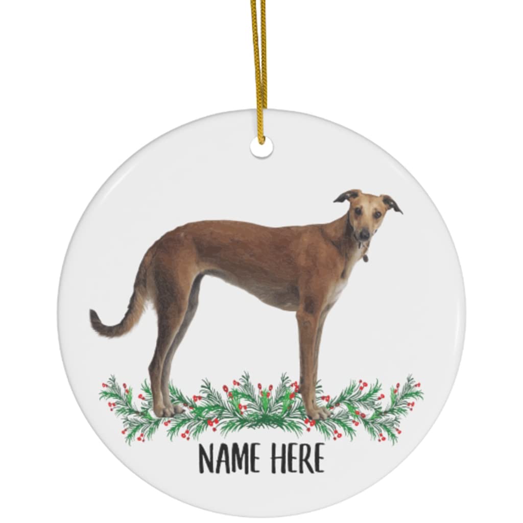Personalized Greyhound Dog Name Christmas Ornaments 2024 - Ceramic Circle Pet Memorial Gift for Pet Lovers - Perfect for Holiday Tree Decor & Pet Loss Sympathy Gifts
