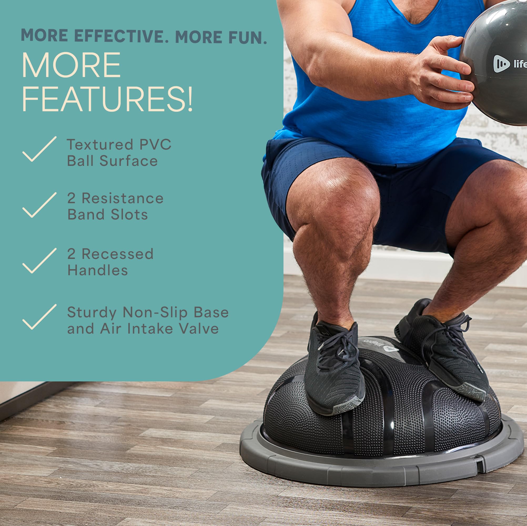 Lifepro Half Balance Ball Trainer - Stability Exercise Ball for Core Workouts, Yoga, Pilates & Physical Therapy - Non-Slip Home Gym Equipment for Balance Training & Fitness - Perfect for Home, Office & Rehabilitation Centers