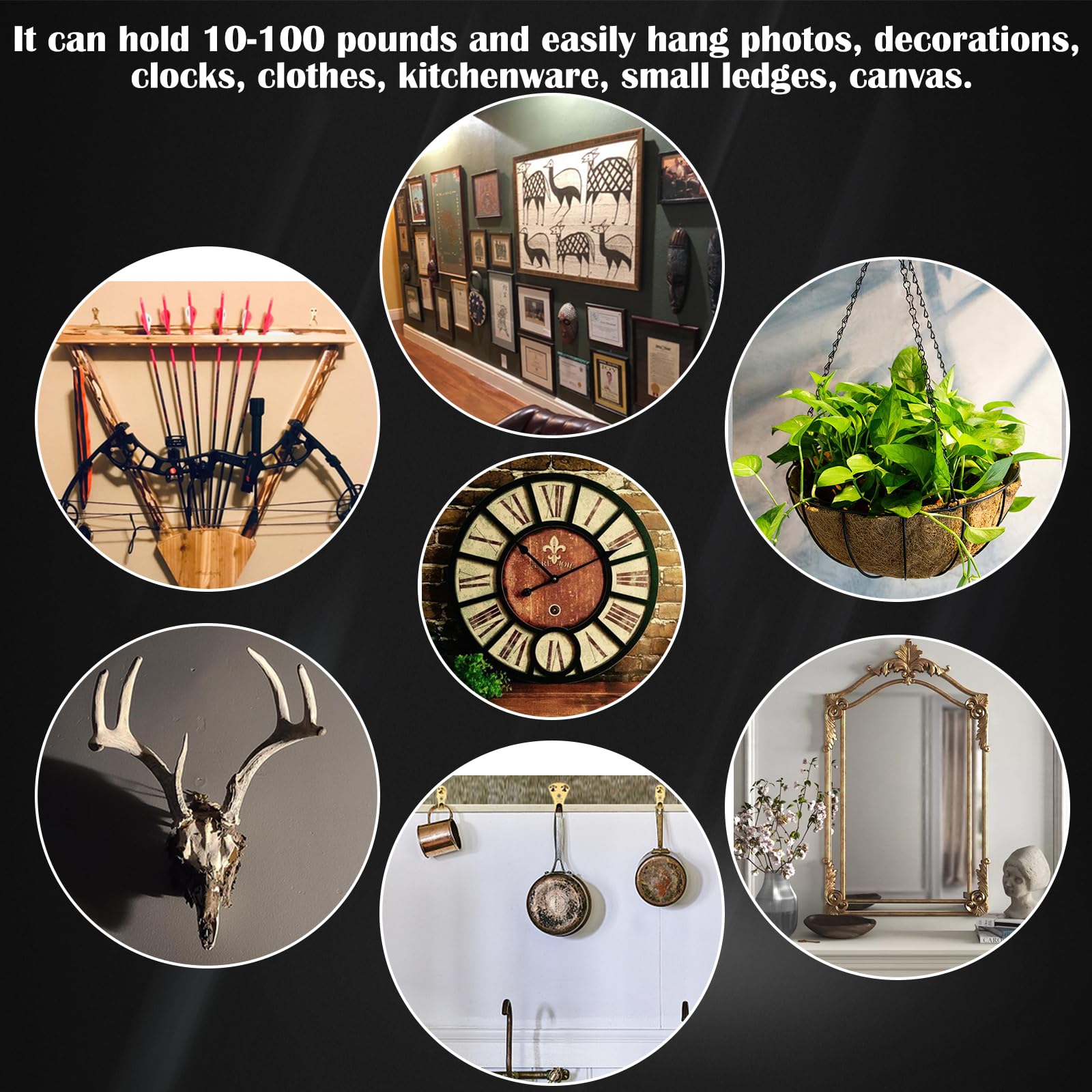103PCS Heavy Duty Picture Hanging Kit - Holds 10-100lbs with Nails & Hooks - Professional Wall Mounting for Frames, Canvas, Clock - Perfect for Home, Office & Gallery Decor