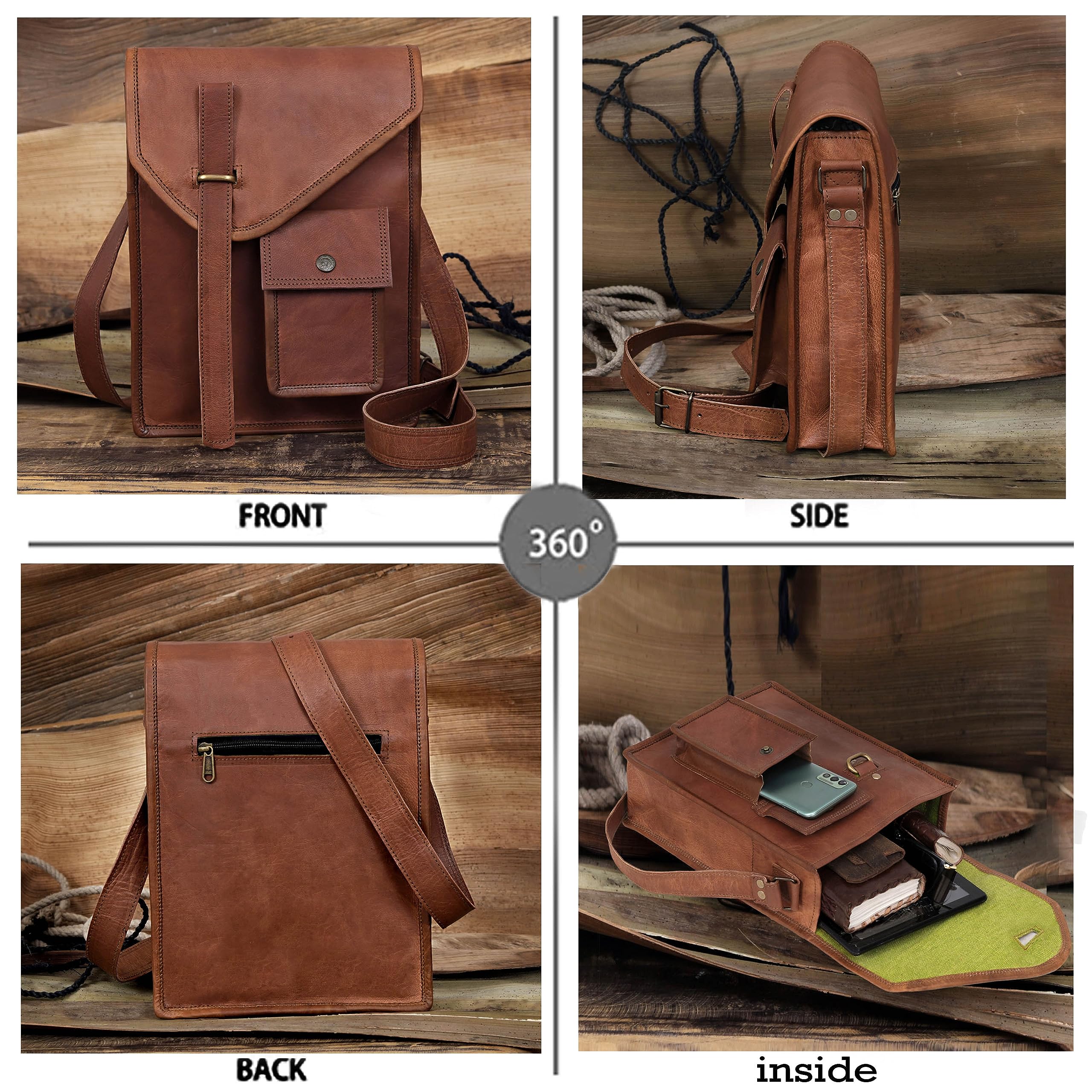 Premium Genuine Leather iPad Messenger Bag - Crossbody Shoulder Satchel for 11 Inch Tablets - Perfect for Work, Travel & Everyday Use