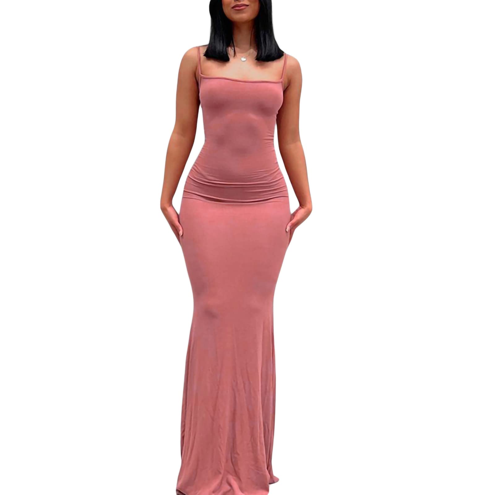 SOLILOQUY Women's Strapless Formal Long Maxi Dress - Sexy Off Shoulder Backless Tube Bodycon Midi Dress for Evening Party, Prom, Wedding & Special Occasions