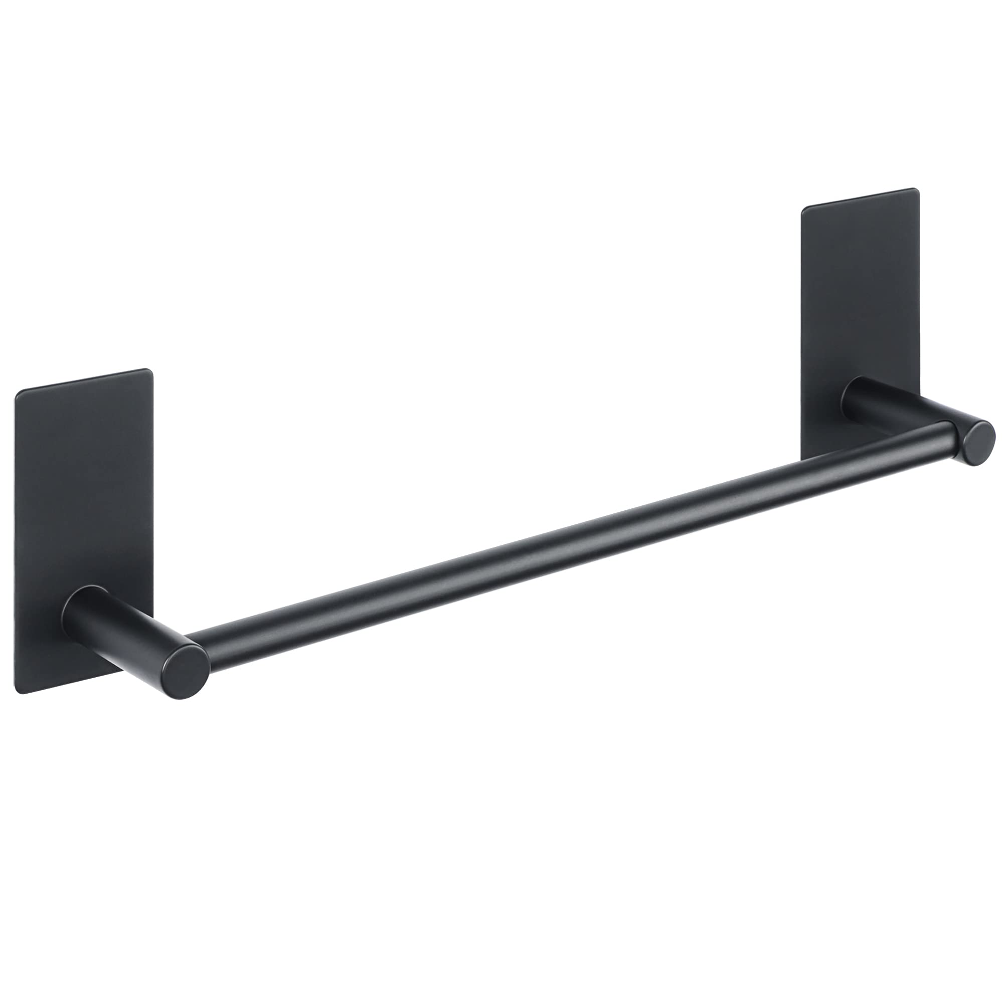 12 Inch No Drill Adhesive Towel Rack - SUS 304 Stainless Steel Bathroom Towel Bar with Strong Adhesion, Rustproof Matte Black Towel Holder for Bath, Kitchen, and Laundry Room Organization