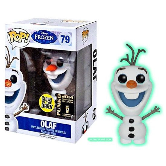Disney Frozen Glow in the Dark Olaf Pop! Vinyl Figure - 2014 Conventions Exclusive Collectible Toy for Disney Fans & Movie Lovers - Perfect for Home Decor, Gift Giving, and Pop Culture Collections