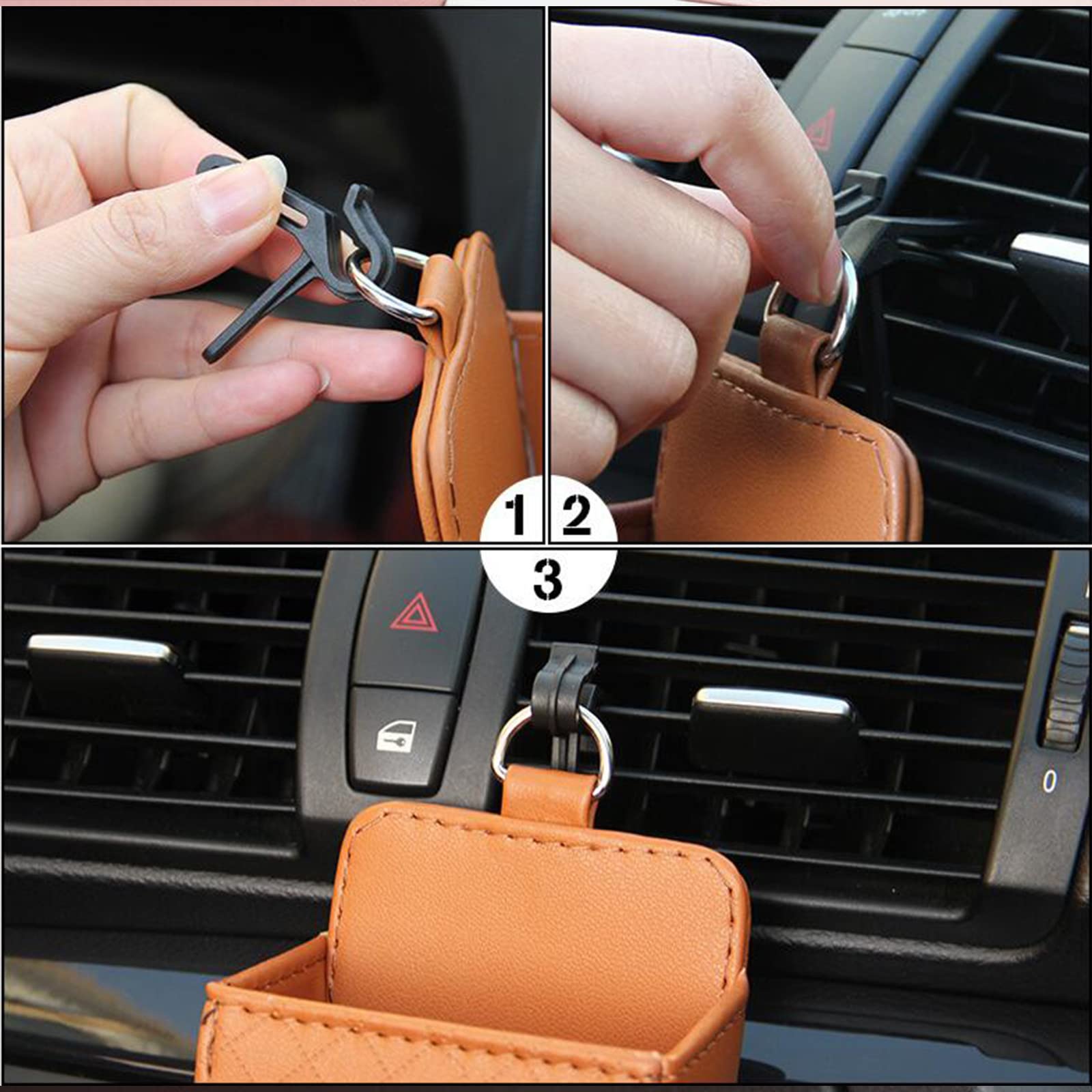 Multifunctional Car Vent Storage Organizer - Hanging Phone Holder & Pocket Bag for Car Accessories (Gray) | Perfect for Road Trips, Commuting & Daily Driving