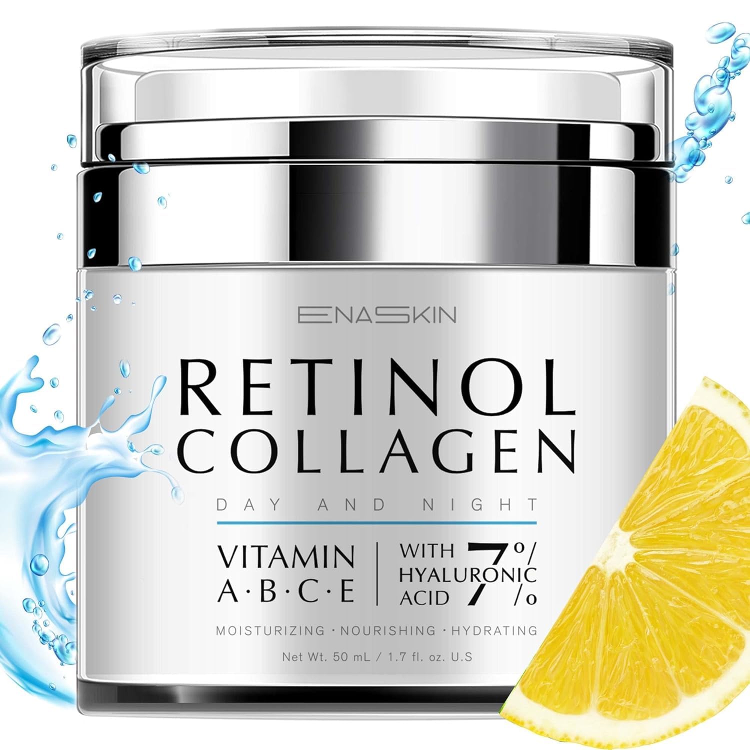 EnaSkin Retinol Face Moisturizer Collagen Cream - Rapid Wrinkle Repair for Face & Neck, Anti-Aging Firming Cream for Women & Men, Day & Night Use, Instant Lift & Deep Hydration, 1.7 fl oz - Perfect for Daily Skincare Routine & Anti-Wrinkle Treatment