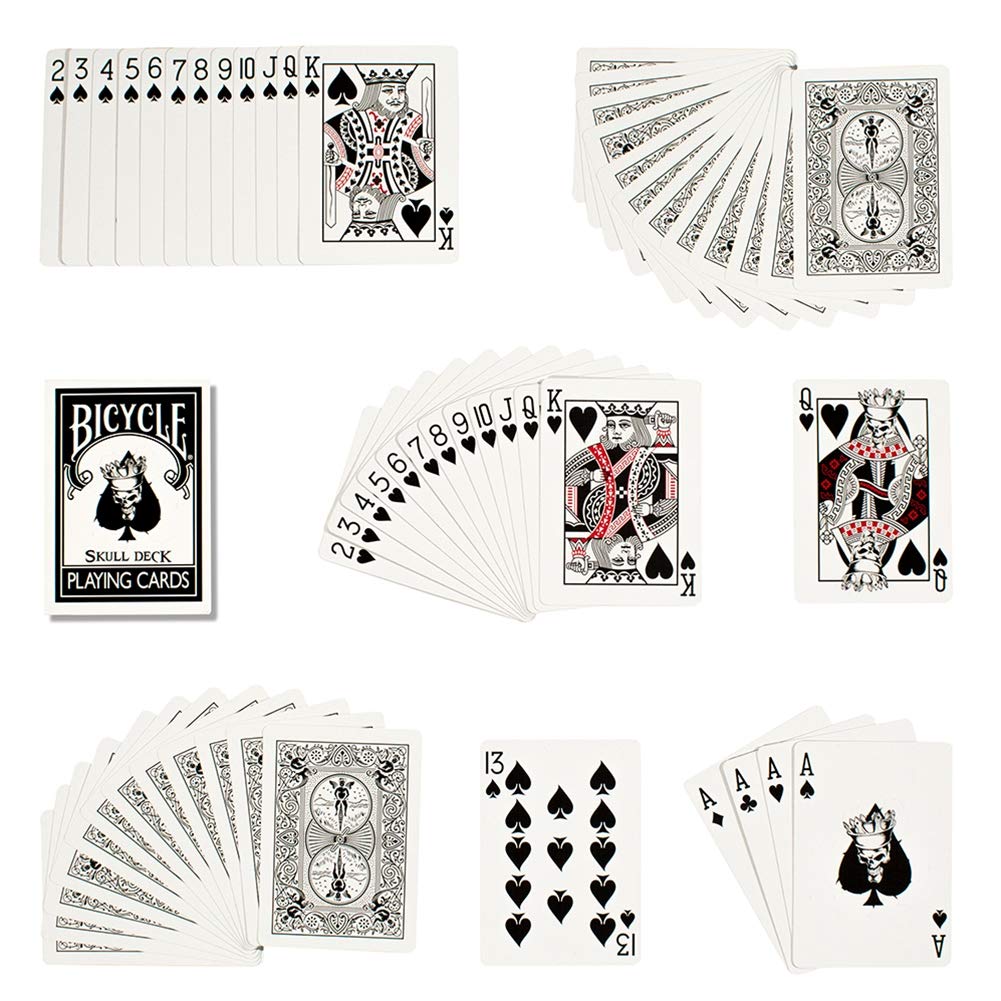 Bicycle Skull Deck Playing Cards - Premium Quality with 4 Bonus Magic Cards for Poker, Cardistry, Magic Tricks & Collectors