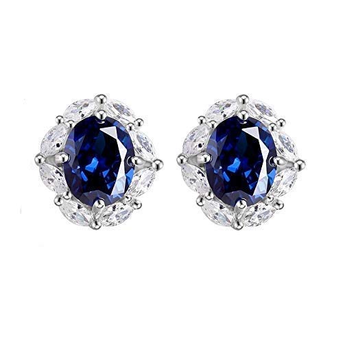 Luxury Inspired Blue Sapphire Earrings for Women - S925 Sterling Silver High Imitation Gemstone Jewelry - Perfect Anniversary Gift & Birthday Present for Her - Elegant for Weddings, Parties & Special Occasions