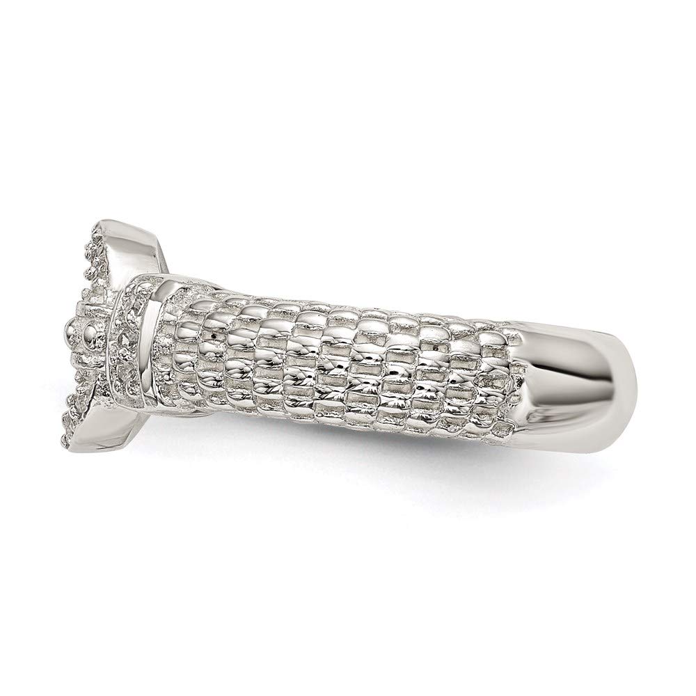 925 Sterling Silver Cubic Zirconia Textured Ring for Women - Elegant Fine Jewelry Gift for Her - Perfect for Anniversaries, Birthdays & Special Occasions