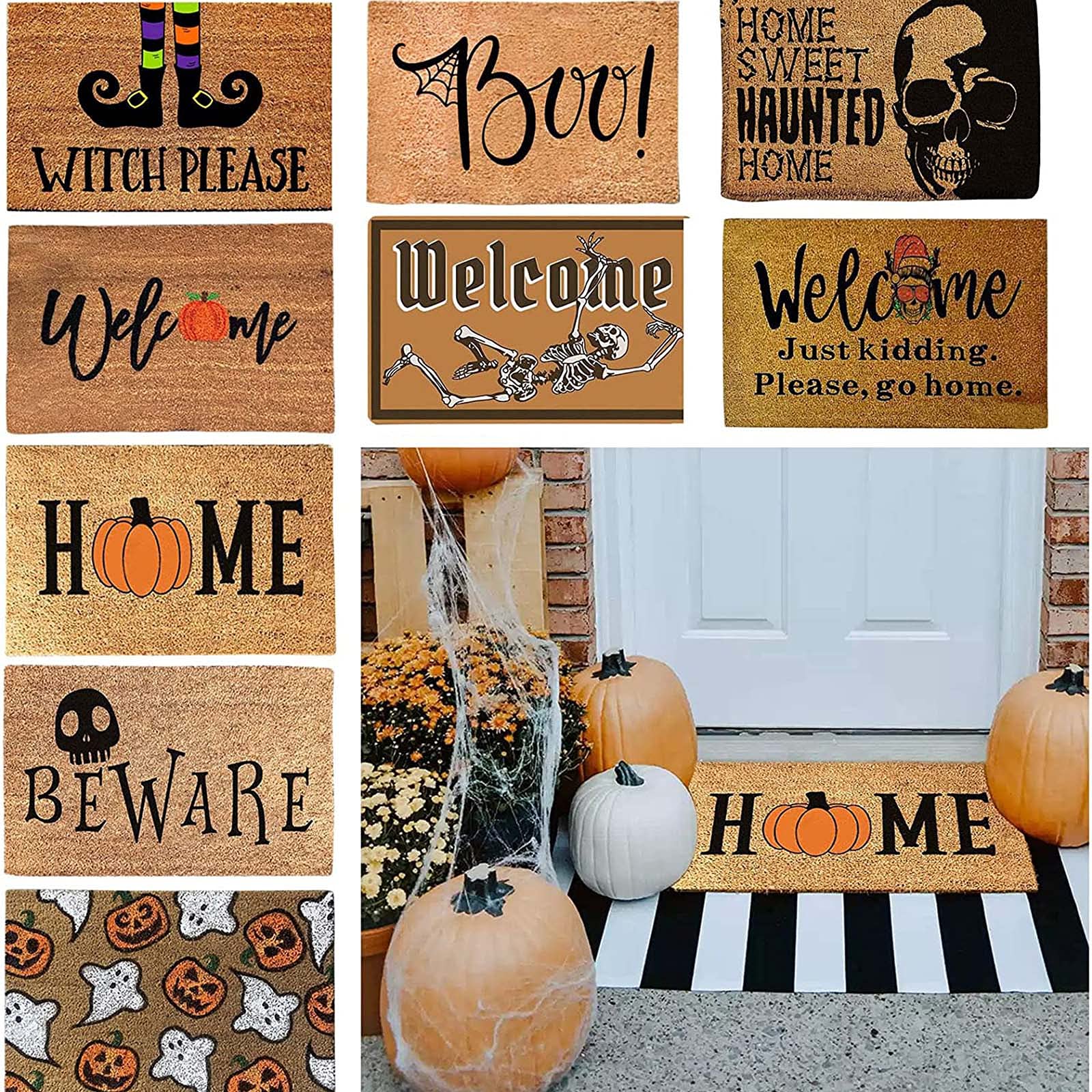 GONEBIN Halloween Welcome Door Mat - Non-Slip Cartoon Front Door Rug for Outdoor/Indoor Use - Perfect for Entryway, Bathroom, Kitchen & Bedroom Decor - Halloween Decorations & Seasonal Floor Mats