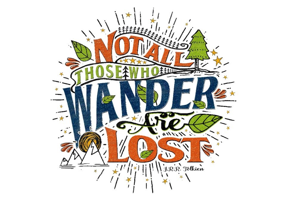 Quote Wall Art Poster - 'Not All Those Who Wander Are Lost' (12x18 Inches) - Inspirational Room Decor for Bedroom, Office & Living Room