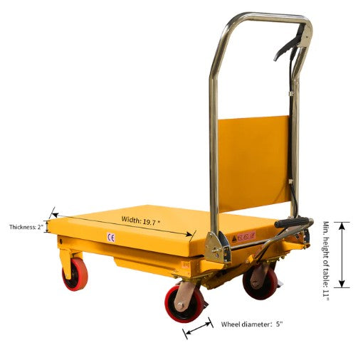Apollolift A 2002 Single Scissor Lift Table - 1100 lbs Capacity, 35.4