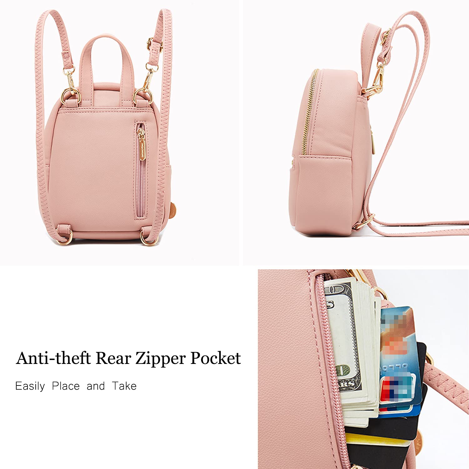 FANDARE Mini Backpack for Women - Stylish Small Crossbody Bag, Waterproof PU Leather Shoulder Bag for Travel, School & Daily Use | Perfect as Girls Daypack, Work Purse & Casual Handbag