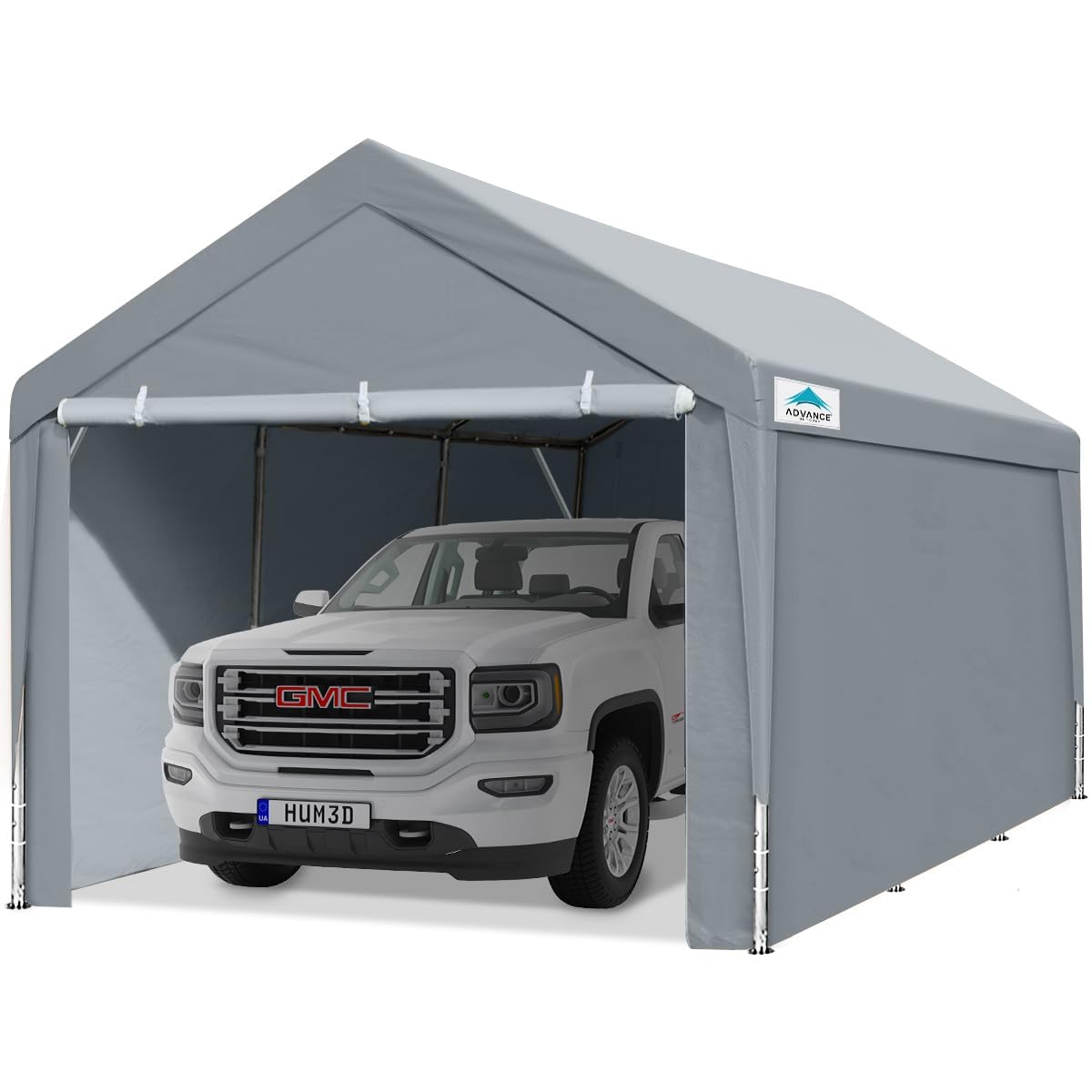 ADVANCE OUTDOOR Heavy Duty 10x20 ft Steel Carport with Adjustable Height 9.5-11 ft, Portable Car Canopy Garage Shelter with Sidewalls & Doors, Ideal for Party Tent, Storage Shed, Boat Shelter, and Outdoor Events
