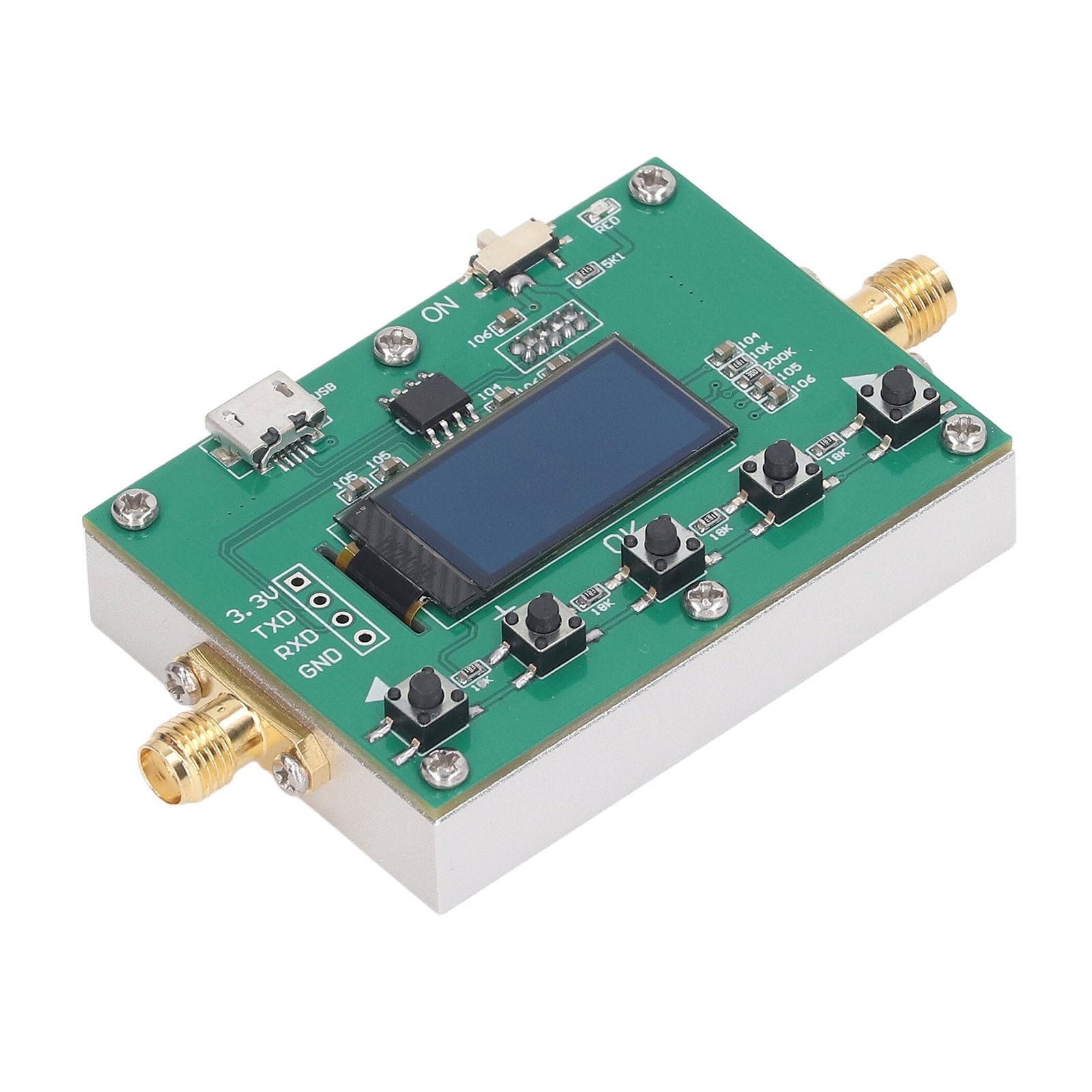6GHz 30dB Programmable RF Digital Attenuator Module with 0.25dB Step & OLED Display - Compact Aluminum CNC Case for Lab Testing, Signal Conditioning & Wireless Communication Systems