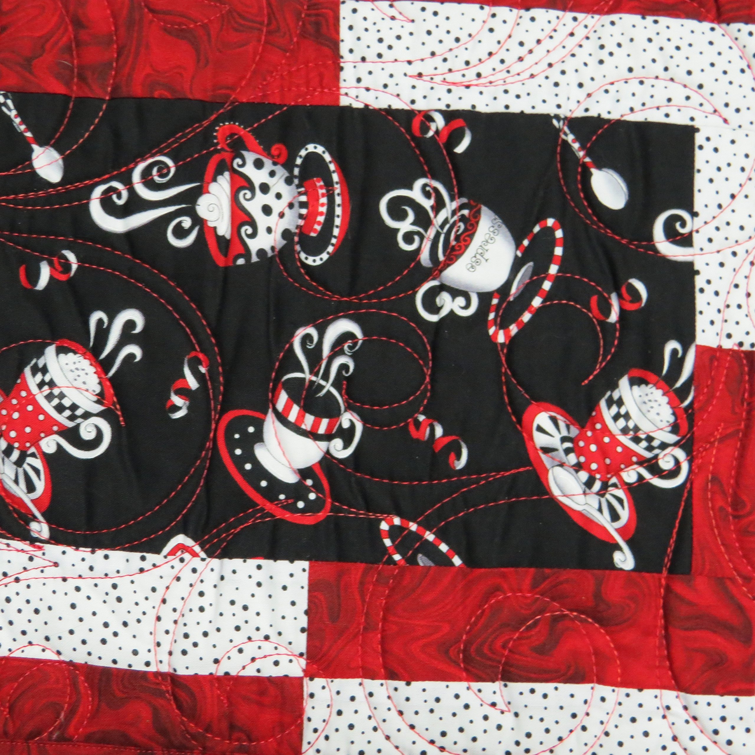 Premium Red and Black Coffee Placemats Set of 4 - Non-Slip Heat Resistant Table Mats for Kitchen, Dining Room, and Office Use