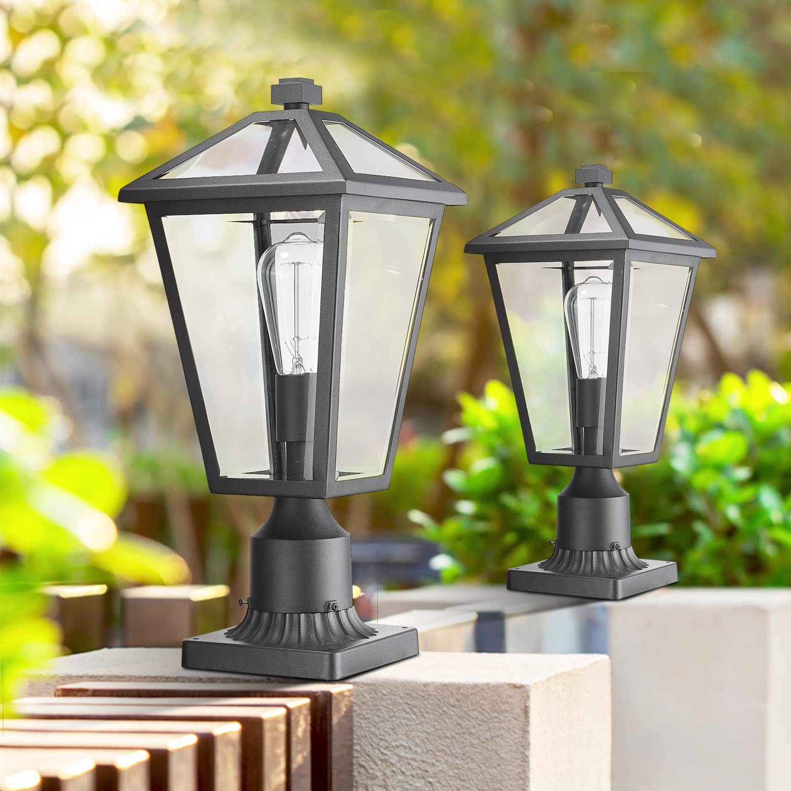 Outdoor Post Light Fixture - Black Aluminum Waterproof & Rust-Resistant Medium Size Lamp Post Lighting for Walkway, Driveway, Patio, Porch | Perfect for Garden, Yard, and Outdoor Pathway Illumination