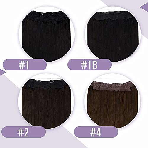 Premium Fish Line Halo Hair Extensions with Invisible Clips - Seamless 100% Human Hair Extensions for Length & Volume - Perfect for Weddings, Parties & Daily Styling