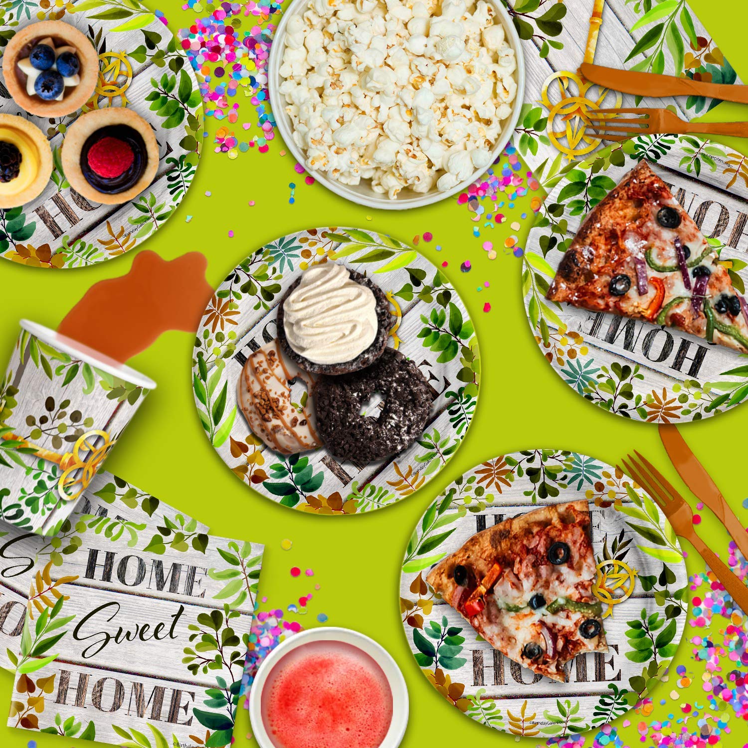Housewarming Party Supplies Set - 16-Piece Tableware Kit with Plates, Napkins & Cups for Home Sweet Home Celebrations | Perfect for New Home Parties, Bridal Showers & Family Gatherings
