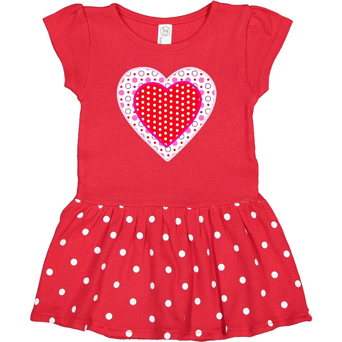 Inktastic Valentine Red Heart with Dots Baby Girl Dress - Cute Outfit for Valentine's Day, Family Photos & Special Occasions