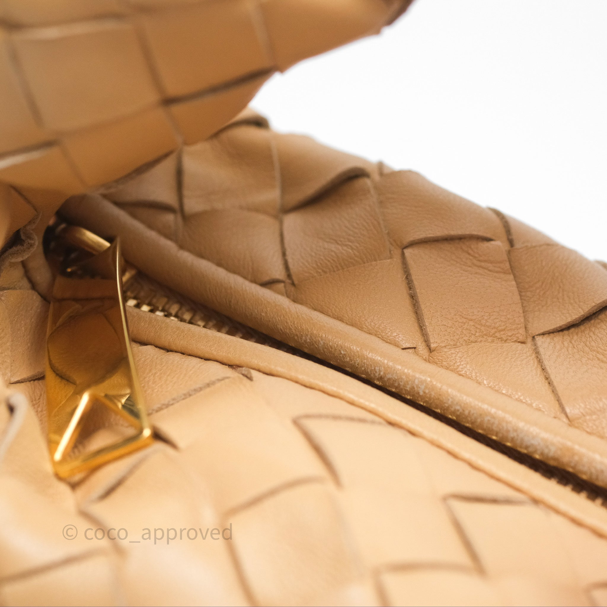 Bottega Veneta Mini Jodie Clutch Bag in Almond Lambskin with Gold Hardware - Luxury Crossbody Purse for Women, Perfect for Evening Events & Date Nights
