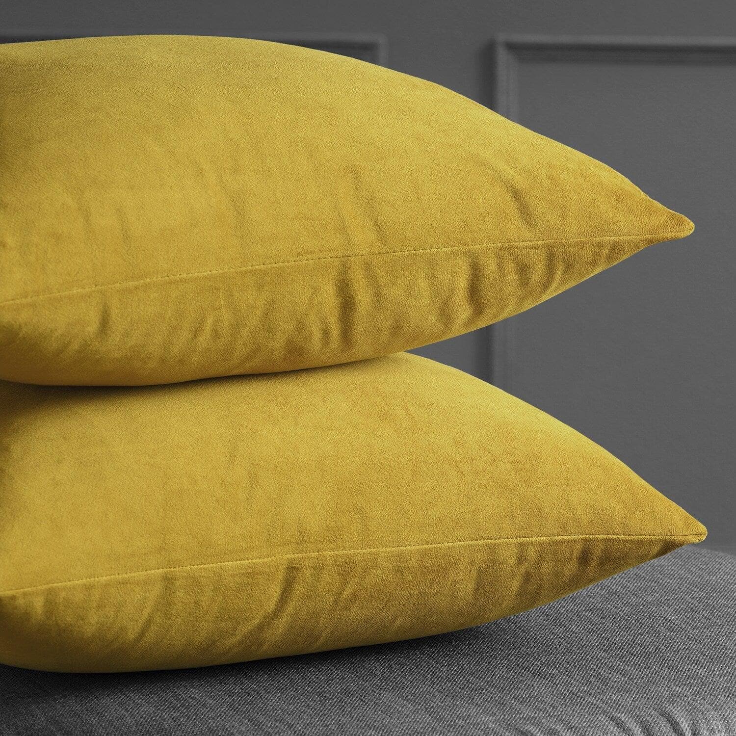 Premium Fool's Gold Signature Velvet Cushion Covers Set of 2 - Soft Luxury Decorative Pillow Covers for Sofa, Bed, Living Room & Home Decor