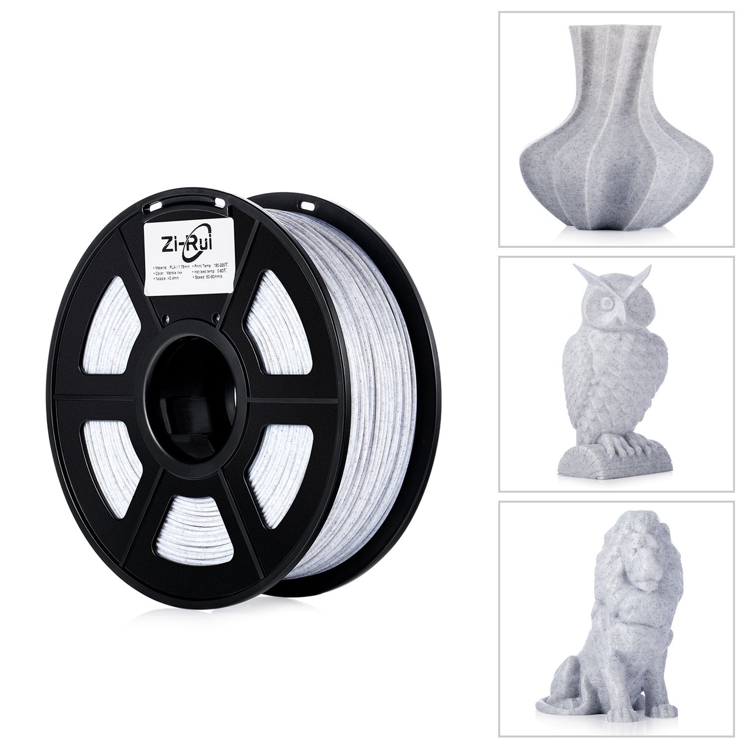 Premium Marble PLA 3D Printer Filament 1.75mm - 1kg Spool, Marble White for Smooth 3D Printing - Ideal for Home DIY, Cosplay Props & Architectural Models