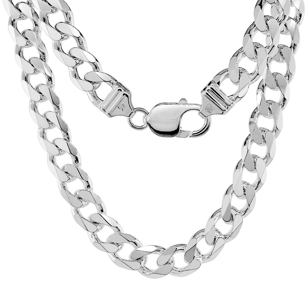 Sterling Silver 9mm Thick Curb Cuban Link Chain Necklace & Bracelet Set for Men - Nickel Free, Beveled Edges, Italy Made (7-36 Inch) - Perfect for Gifts, Parties, and Everyday Wear