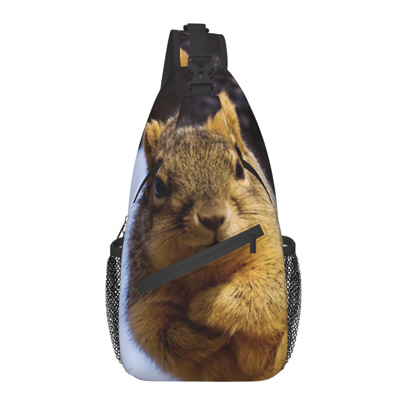 Funny Squirrel Sling Bag - Adjustable Crossbody Shoulder Backpack for Men & Women - Lightweight Chest Bag for Travel, Hiking, Gym, Biking & Camping - Perfect for Outdoor Adventures, Daily Commute & Casual Use