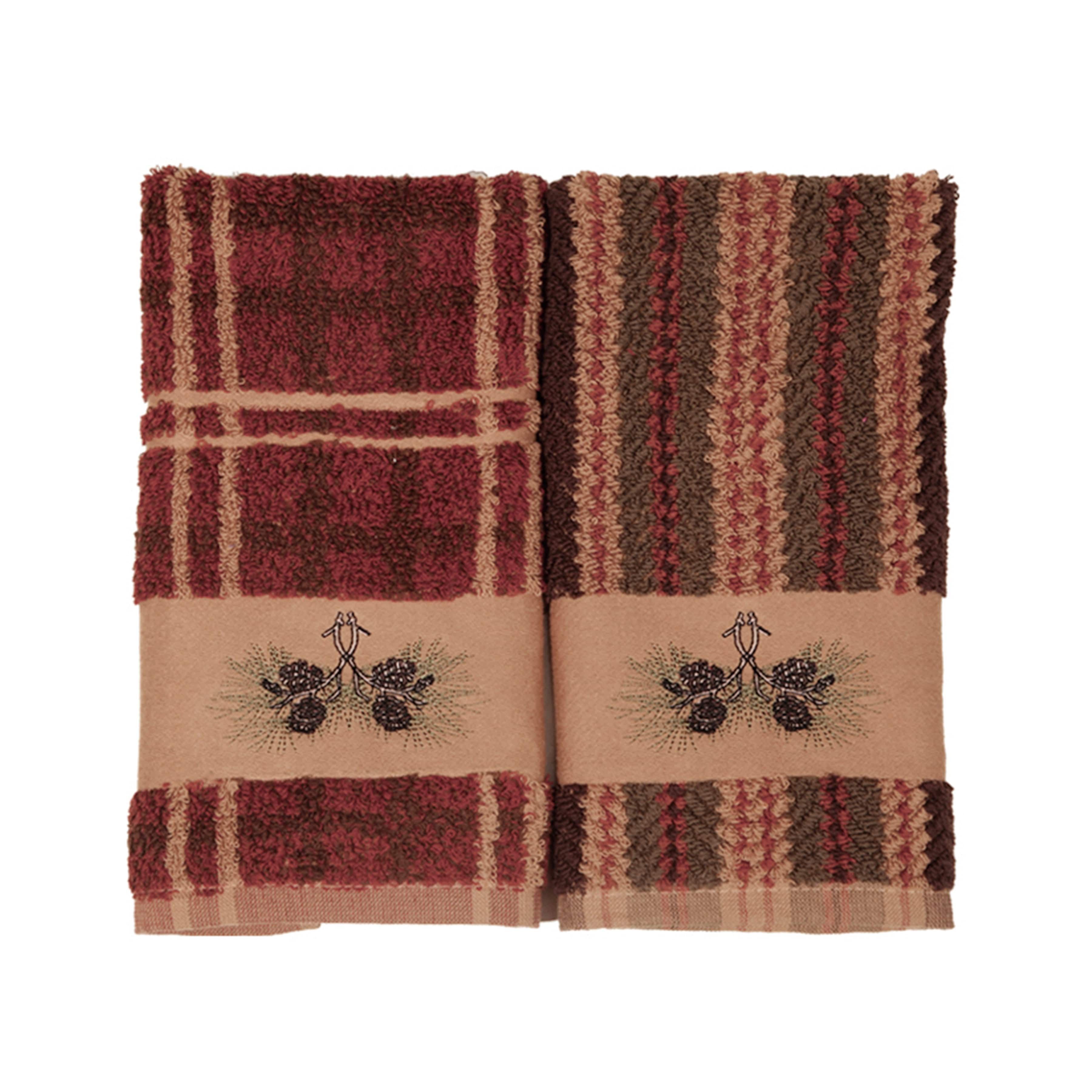 Premium Pine Cone Fingertip Towels - Soft Absorbent Cotton Hand Towels for Kitchen, Bathroom & Guest Use - Perfect for Holiday Decor & Rustic Home Accents