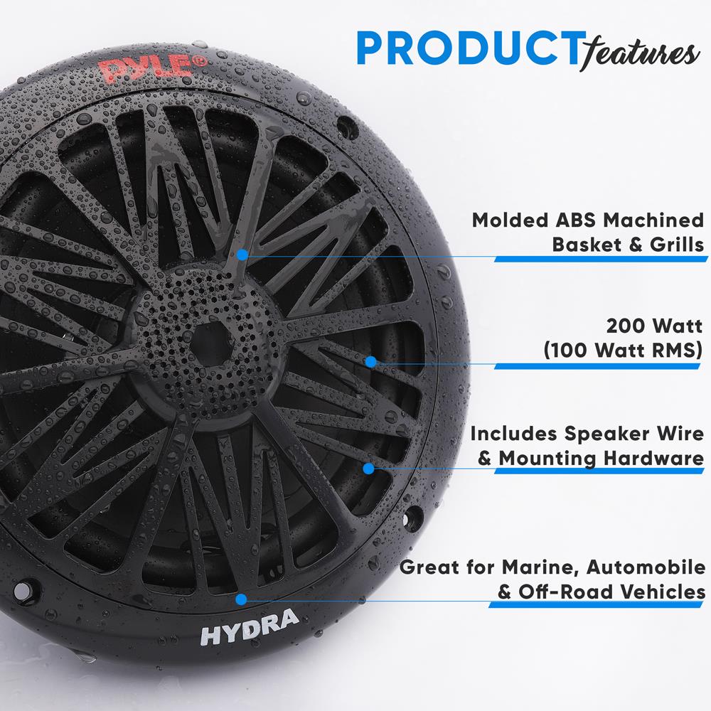 6.5 Inch Marine Component Speakers - Waterproof Boat Audio System for Outdoor & Marine Use - Perfect for Boats, ATVs, and RVs