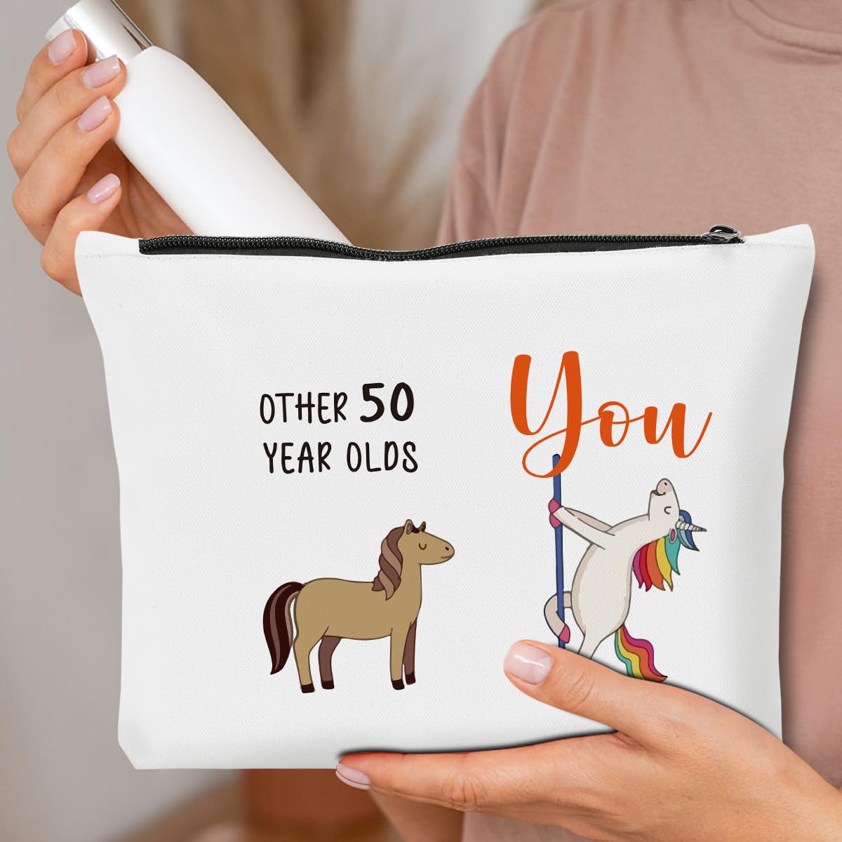 50th Birthday Gifts for Women - Unicorn Themed Makeup Bag & Cosmetic Pouch | Perfect 50 Year Old Birthday Present, Anniversary Gift & Party Decoration | Great for Travel, Daily Use & Special Occasions